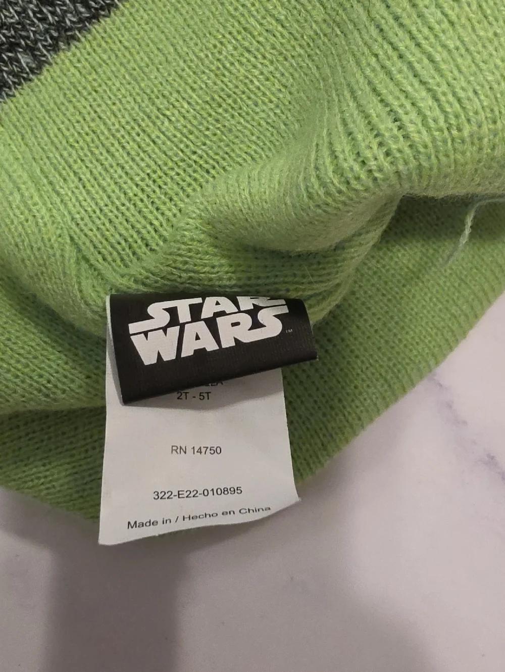 Star Wars Grey & Lime Pom Pom Beanie with Baby Yoda Patch